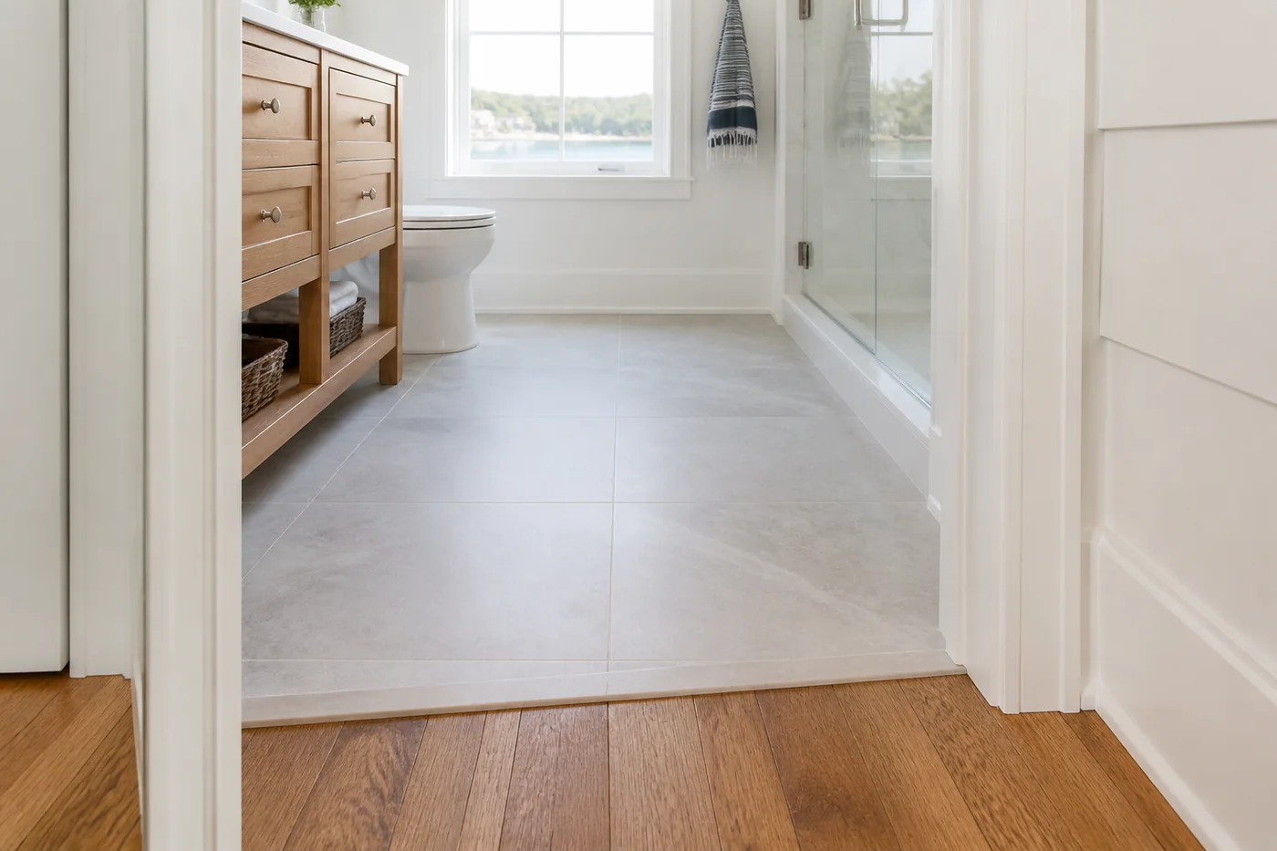 Bathroom floor tile installation in West Yarmouth Massachusetts