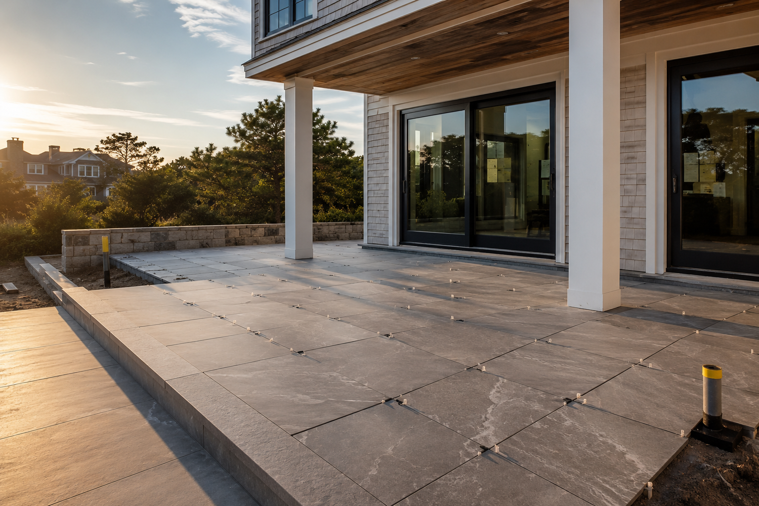 Outdoor tile installation by Tile of America at a Cape Cod home