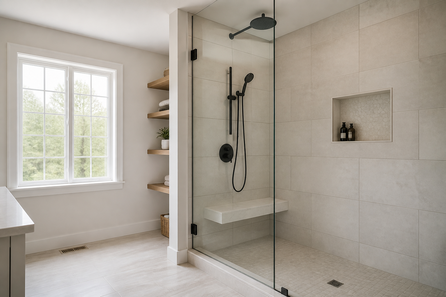 Custom tile shower installation by Tile of America in West Yarmouth Cape Cod
