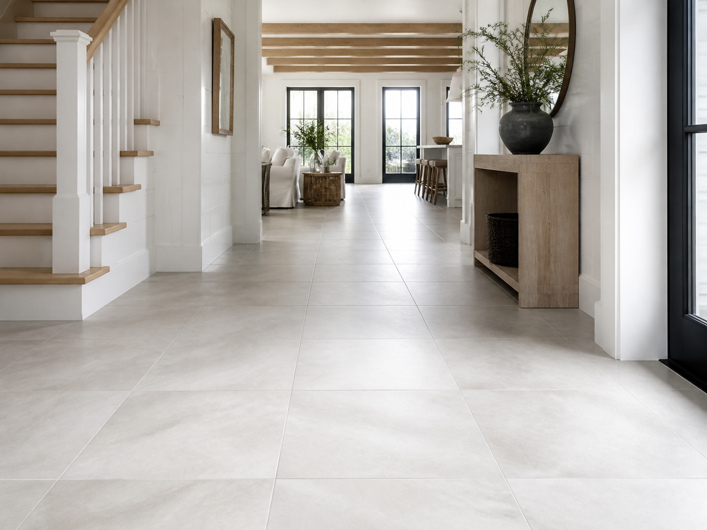 Floor tile installation in a Cape Cod home