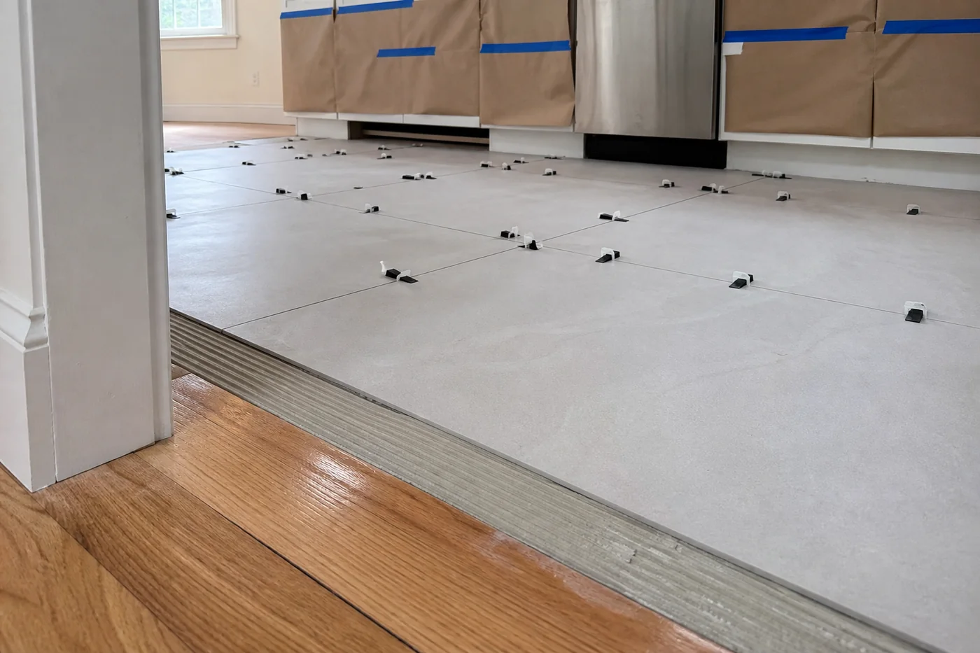 Kitchen tile floor installation in West Yarmouth, Massachusetts