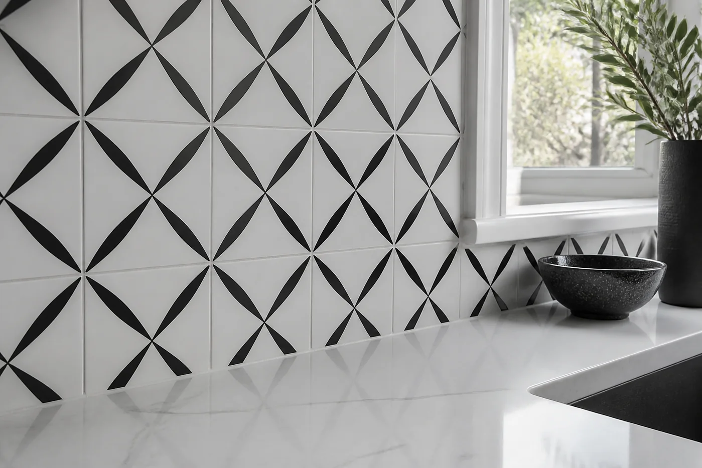 Finished kitchen tile workmanship in Cape Cod home
