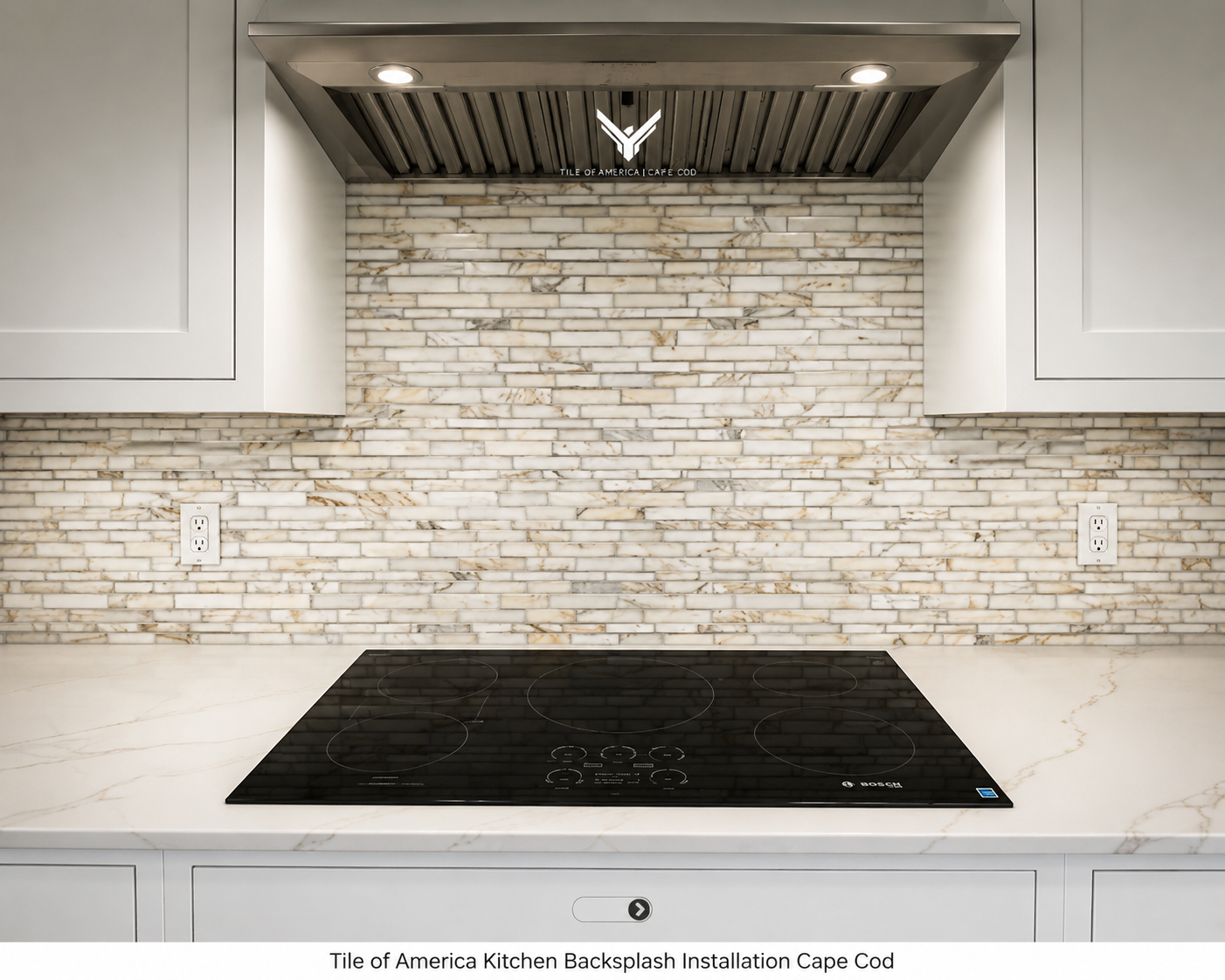 Kitchen backsplash installation by Tile of America in Cape Cod, MA