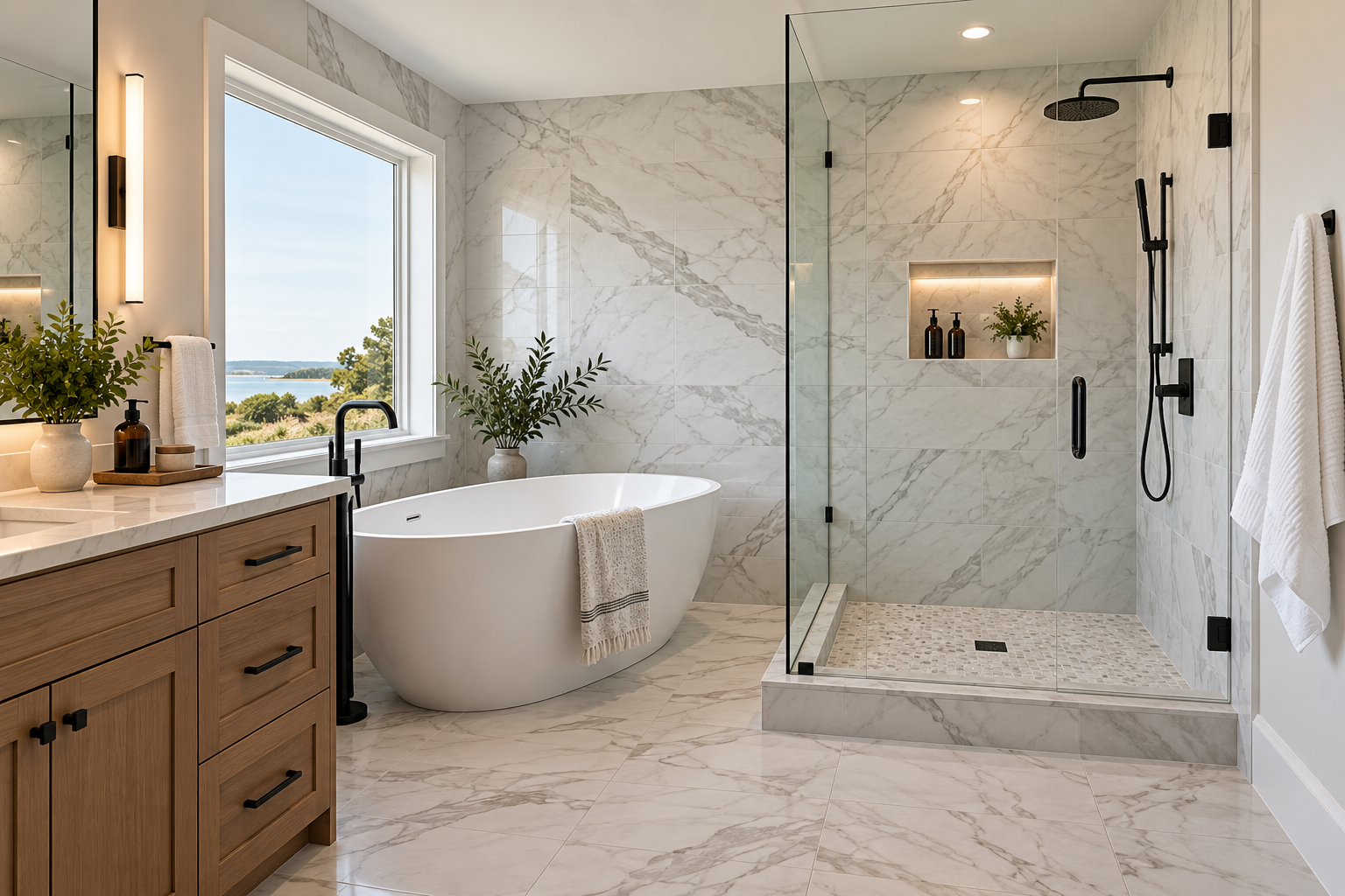 Bathroom tile installation in Cape Cod MA by Tile of America