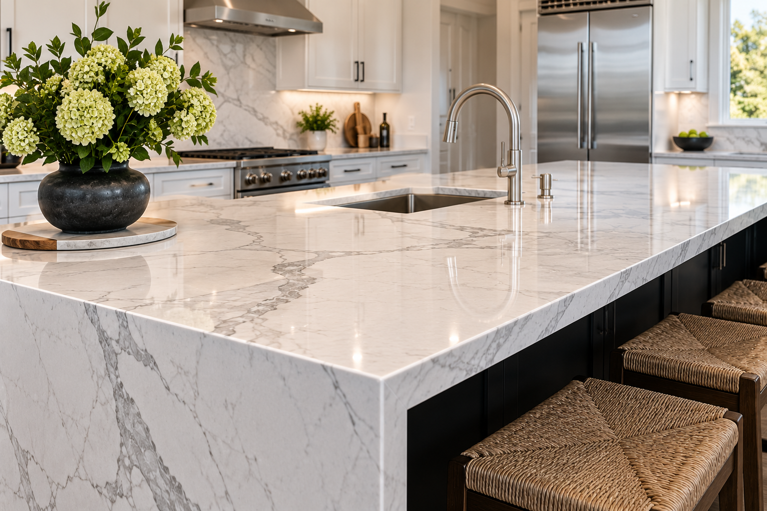 Quartz countertop installation in Cape Cod MA by Tile of America