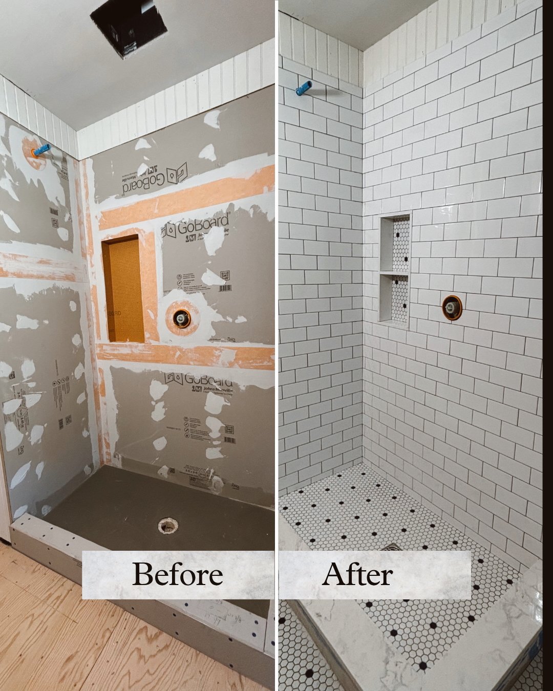 Subway tile shower installation by Tile of America in West Yarmouth MA