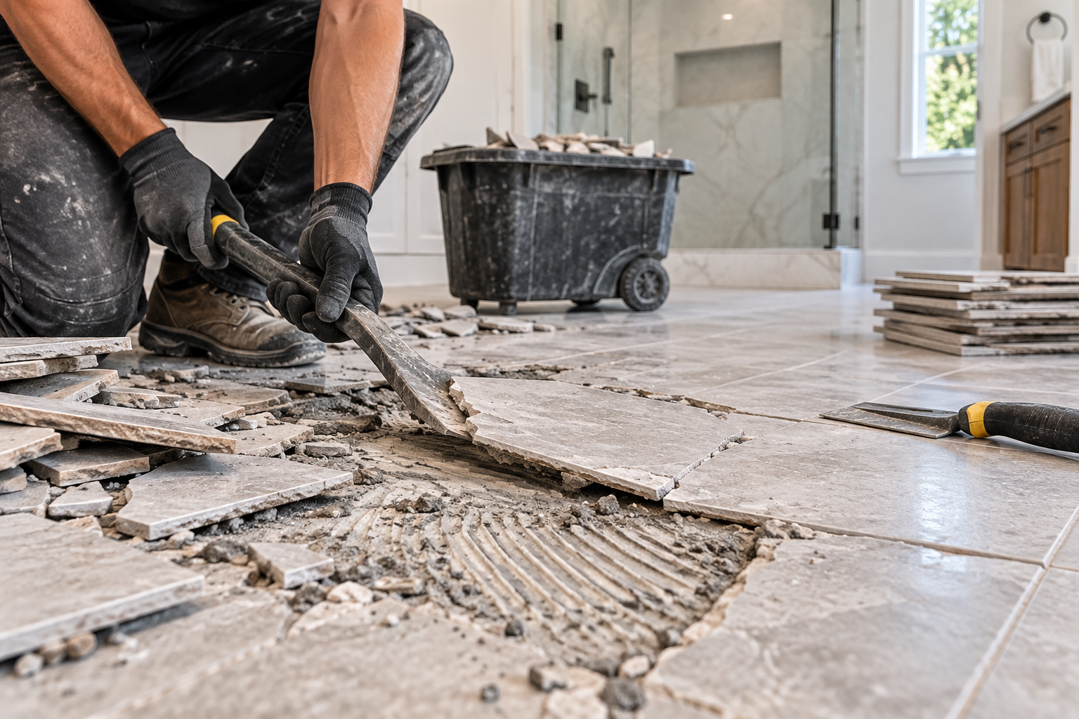 Tile removal and surface preparation in Cape Cod MA by Tile of America